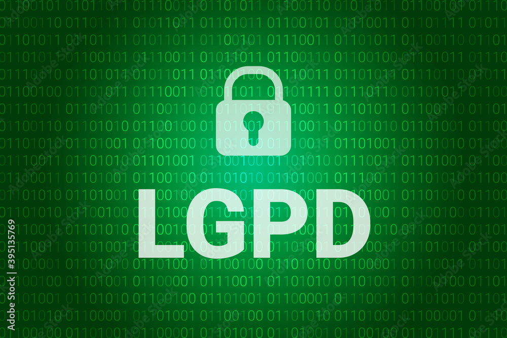 LGPD - Brazilian Data Protection Authority DPA, rights under the Lei Geral de Prote o de Dados - Spanish . Vector background with lock