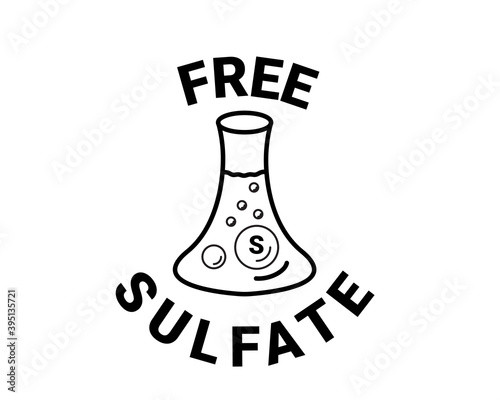 Free sulfate icon. chemical model sls. vector sign. back and white badge