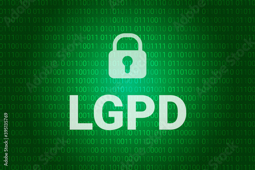 Obraz na płótnie LGPD - Brazilian Data Protection Authority DPA, rights under the Lei Geral de Prote o de Dados - Spanish . Vector background with lock w salonie