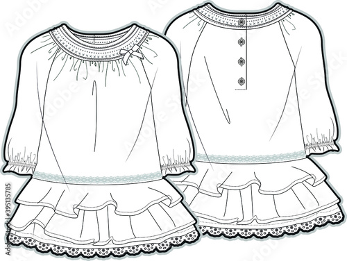 DRESS. Dress design for babies. dress for girls vector flat drawing