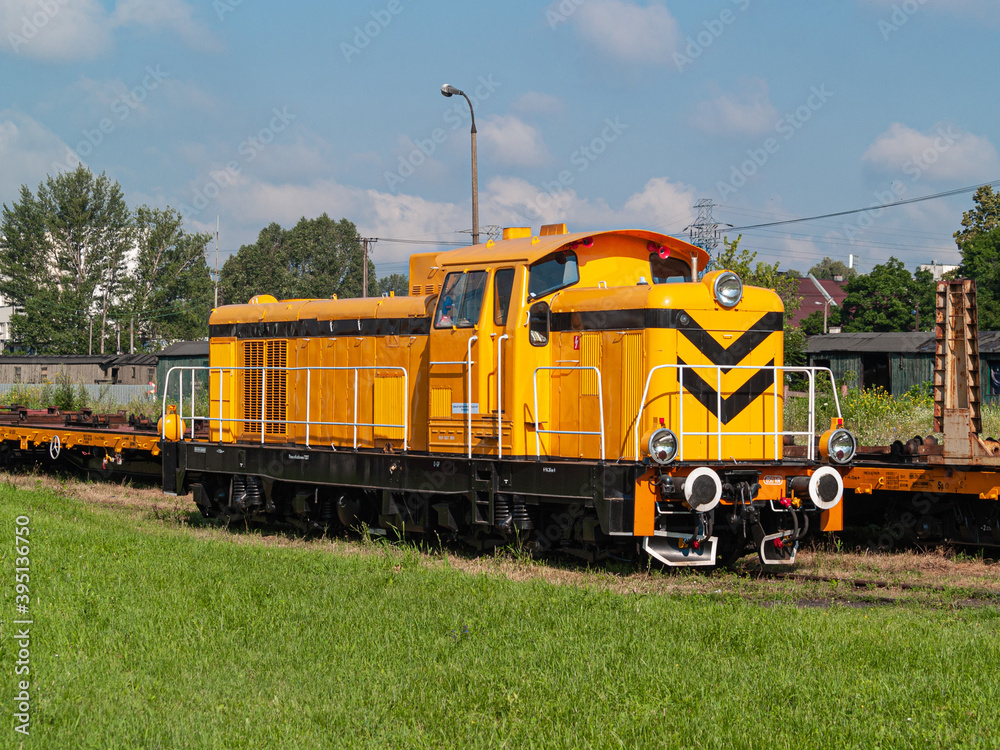 Yellow diesel locomotive. Yellow diesel locomotive.