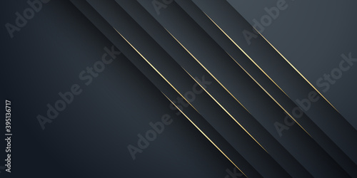 Black corporate abstract background with golden lines. Vector banner design. Vector illustration design for corporate business presentation, banner, cover, web, flyer, card, poster, game, texture