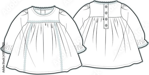 DRESS. Dress design for babies. dress for girls vector flat drawing