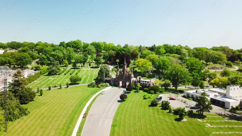 Beautiful Dolly Shot of the Greenwood Cemetery Entrance Arch in Brooklyn Beautiful Dolly Shot of the Greenwood Cemetery Entrance Arch in Brooklyn