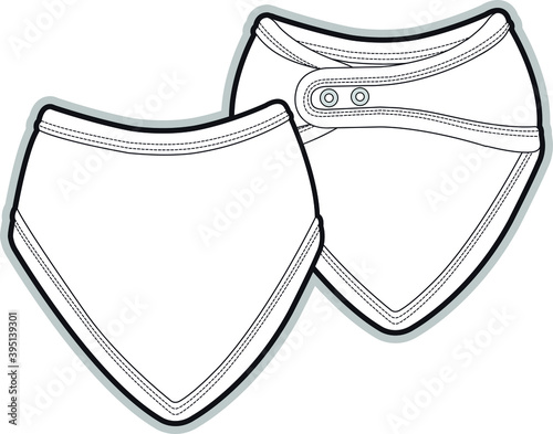 Baby bib vector template illustration. Bib flat sketch