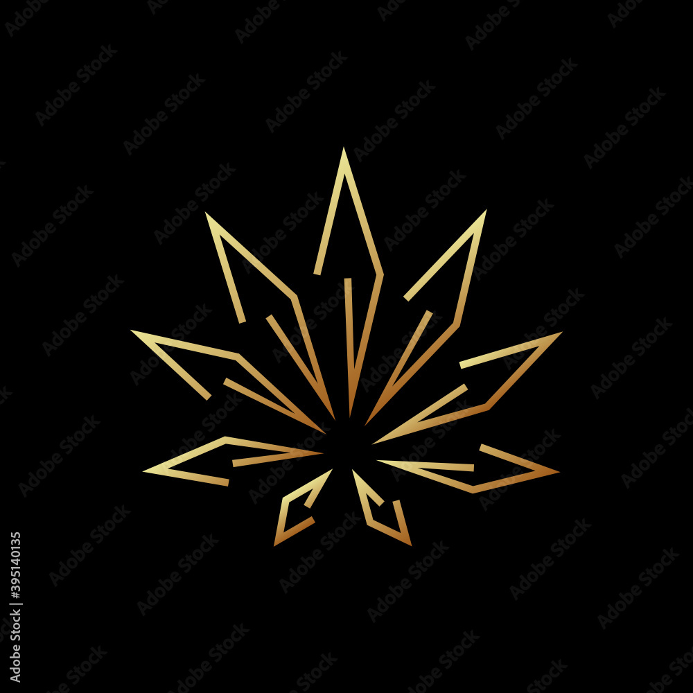 Golden cannabis as a logo design. Illustration of golden cannabis as a logo design on a black background Golden cannabis as a logo design. Illustration of golden cannabis as a logo design on a black background