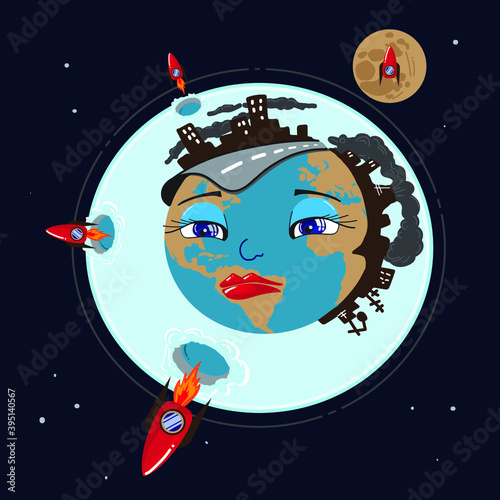 the girl as earth, ecology problem
