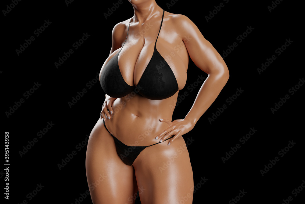 © PixlMakr - Sexy young woman with big boobs in a black bikini