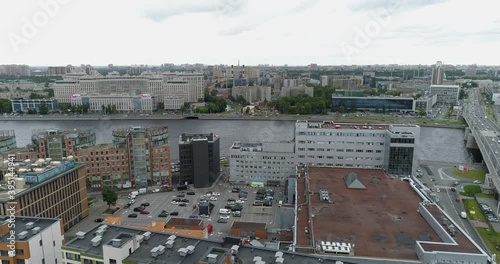 Timelapse Aerial view of modern residential area and city traffic