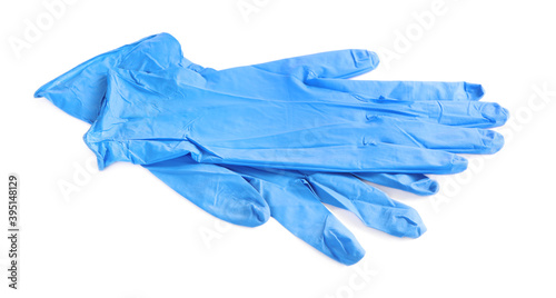 Pair of medical gloves isolated on white