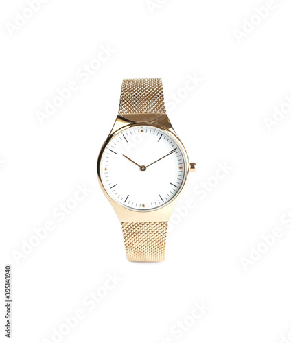 Luxury wrist watch isolated on white. Fashion accessory