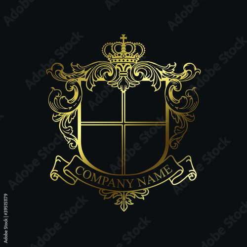 Crest Logo Template, Elegant emblem, boutique, heraldic, hotel, heraldry,Luxury monograms logos templates ,ornament classic,Heraldic premium quality, Vintage gold logos crest