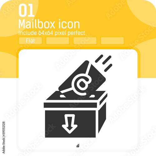 Flat mailbox icon with modern style isolated on white background. Vector illustration email sign symbol icon concept for business, ui, ux, website, logo design, comunication or mobile apps, project