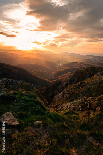 View from the top of Aiako Harriak mountain at sunset time  Basque Country © Jorge Argazkiak