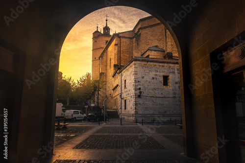 View of Irun with the Juncal church; at the Basque Country. photo