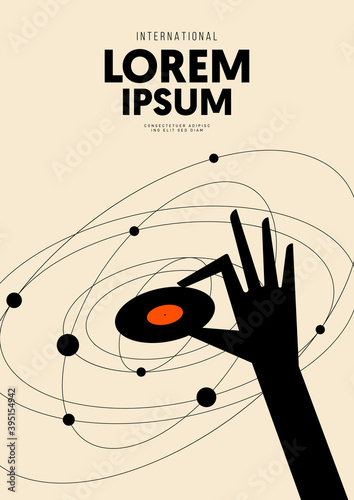 Music poster design template background decorative with vinyl record