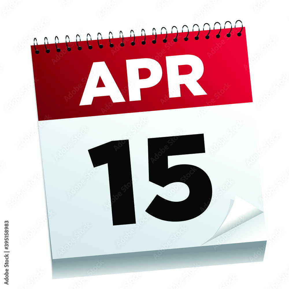 April 15th on a calendar page - illustrated. April 15th on a calendar page - illustrated.