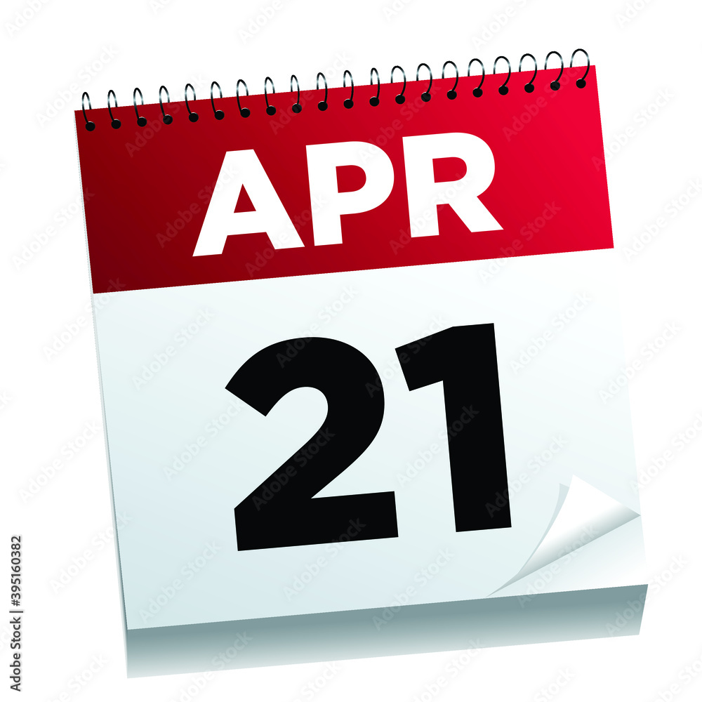 April 21st on a calendar page - illustrated. April 21st on a calendar page - illustrated.