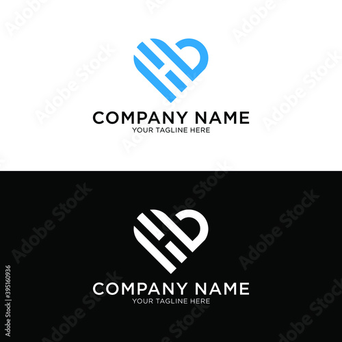 Letter H heart logo icon design template elements
