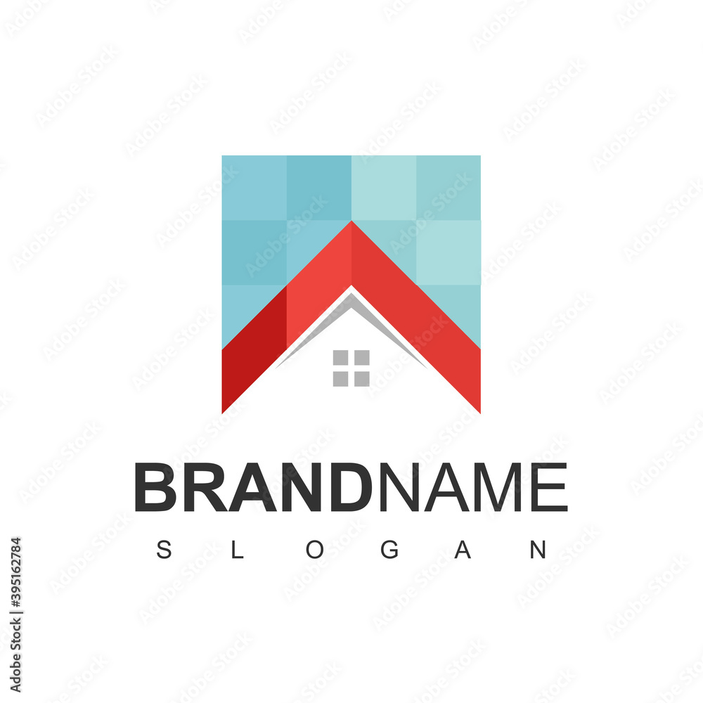 house logo design template. Pixel Color sign. Universal vector icon