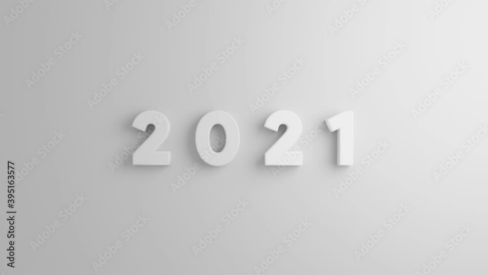 Happy New Year 2021 flat text design. alphabet text minimalist on white background . Simple font graphic desgin. 4K resolution video text 3d illustration rendering Happy New Year 2021 flat text design. alphabet text minimalist on white background . Simple font graphic desgin. 4K resolution video text 3d illustration rendering
