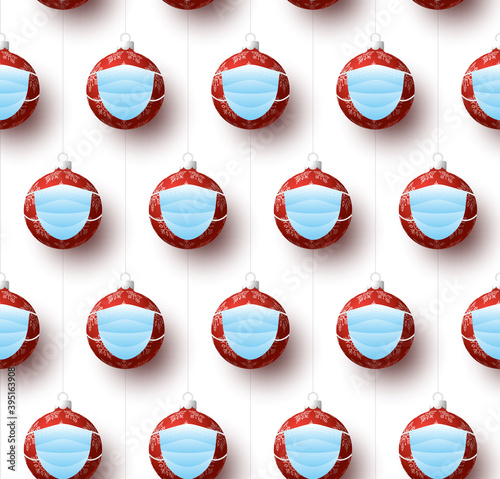 Christmas covid Seamless pattern vector illustration. Virus protection and Merry Christmas concept. Vector of New Year 2021 and Coronavirus Covid-19 during pandemic