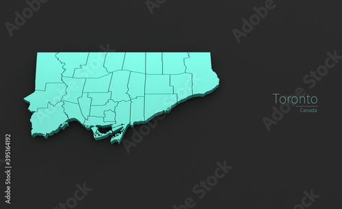 Canvas Print Toronto City Map. 3D Map Series of Cities in Canada.