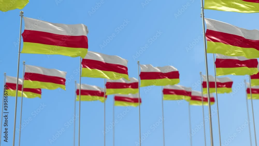 South Ossetia Row Of National flags Walk Throw Animation South Ossetia Row Of National flags Walk Throw Animation
