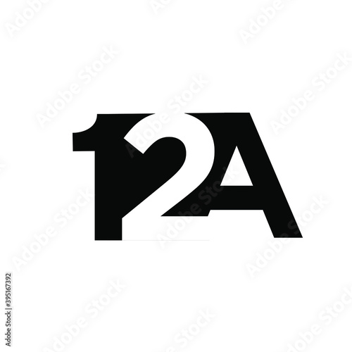 12a 12 a initial letter and number negative space logo vector icon design isolated background