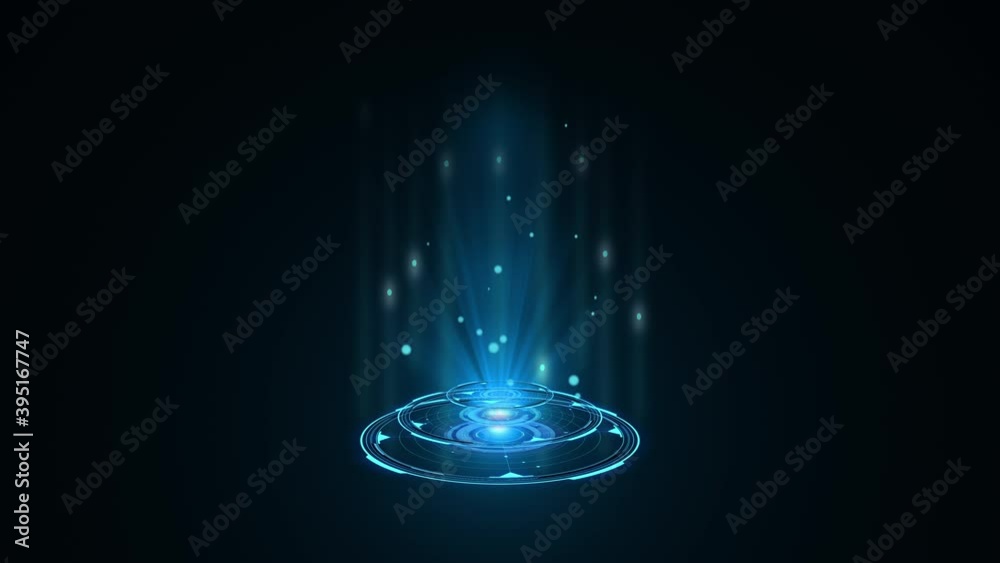 Blue hologram HUD circle interfaces. Digital data network protection, future technology network concept. Excellent for any kind of hi-tec, science, technology or futuristic concept.
