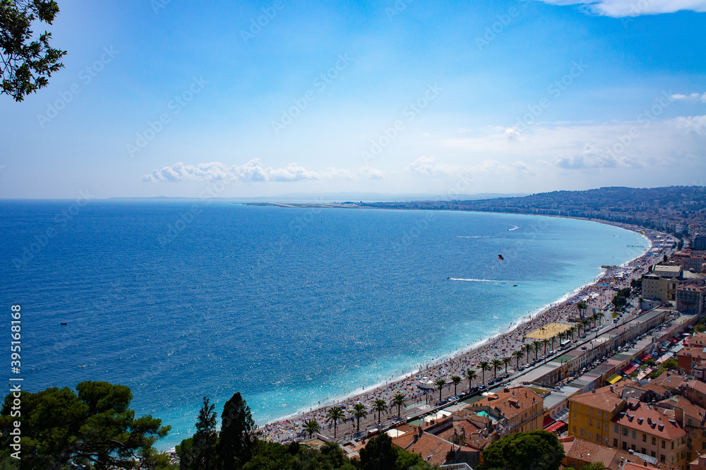 view of the sea and city of Nice from the sea