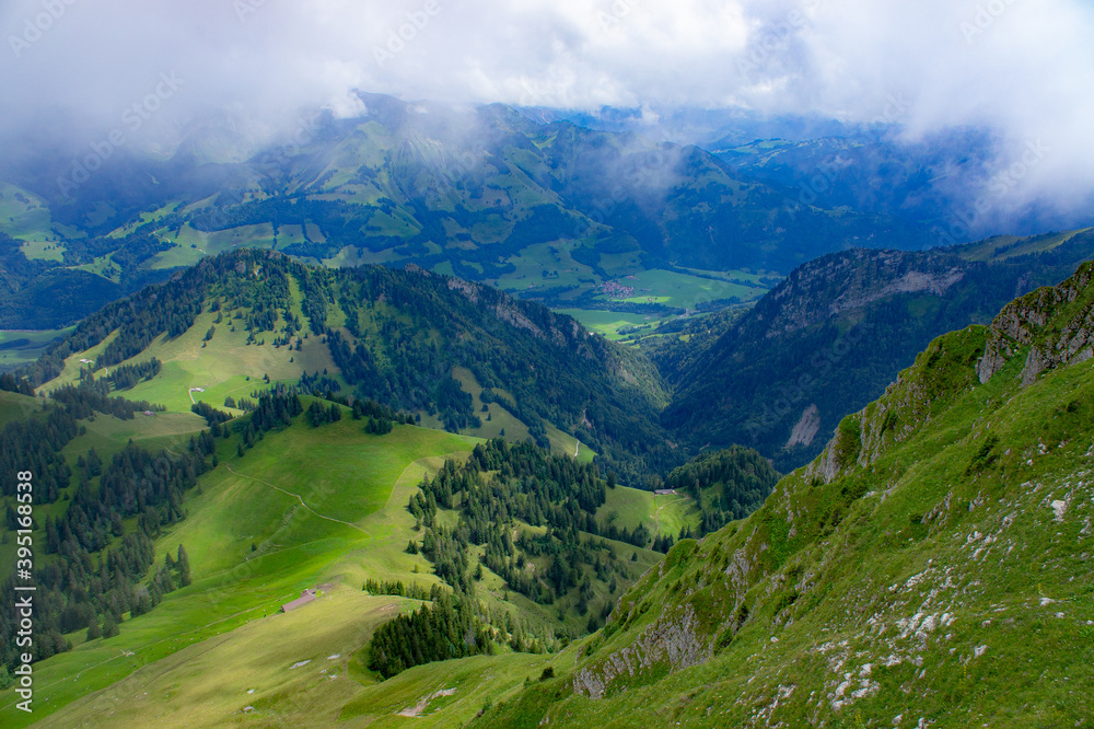mountain landscape with clouds, switzerland