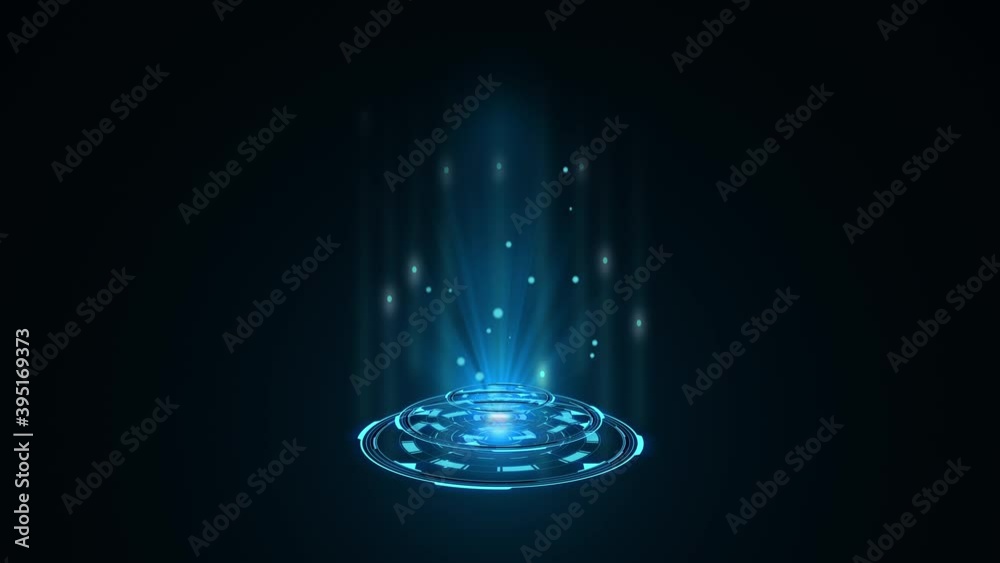 Blue hologram HUD circle interfaces. Digital data network protection, future technology network concept. Excellent for any kind of hi-tec, science, technology or futuristic concept.