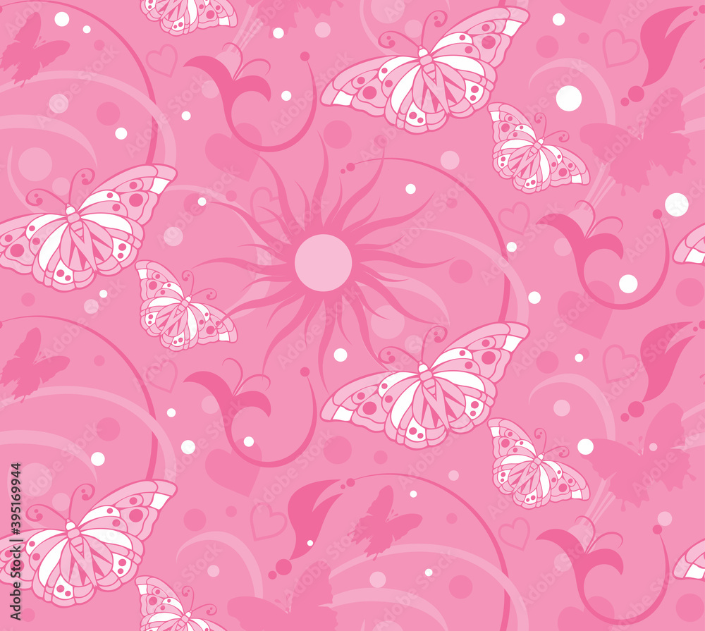 Fototapeta premium seamless background with butterflies