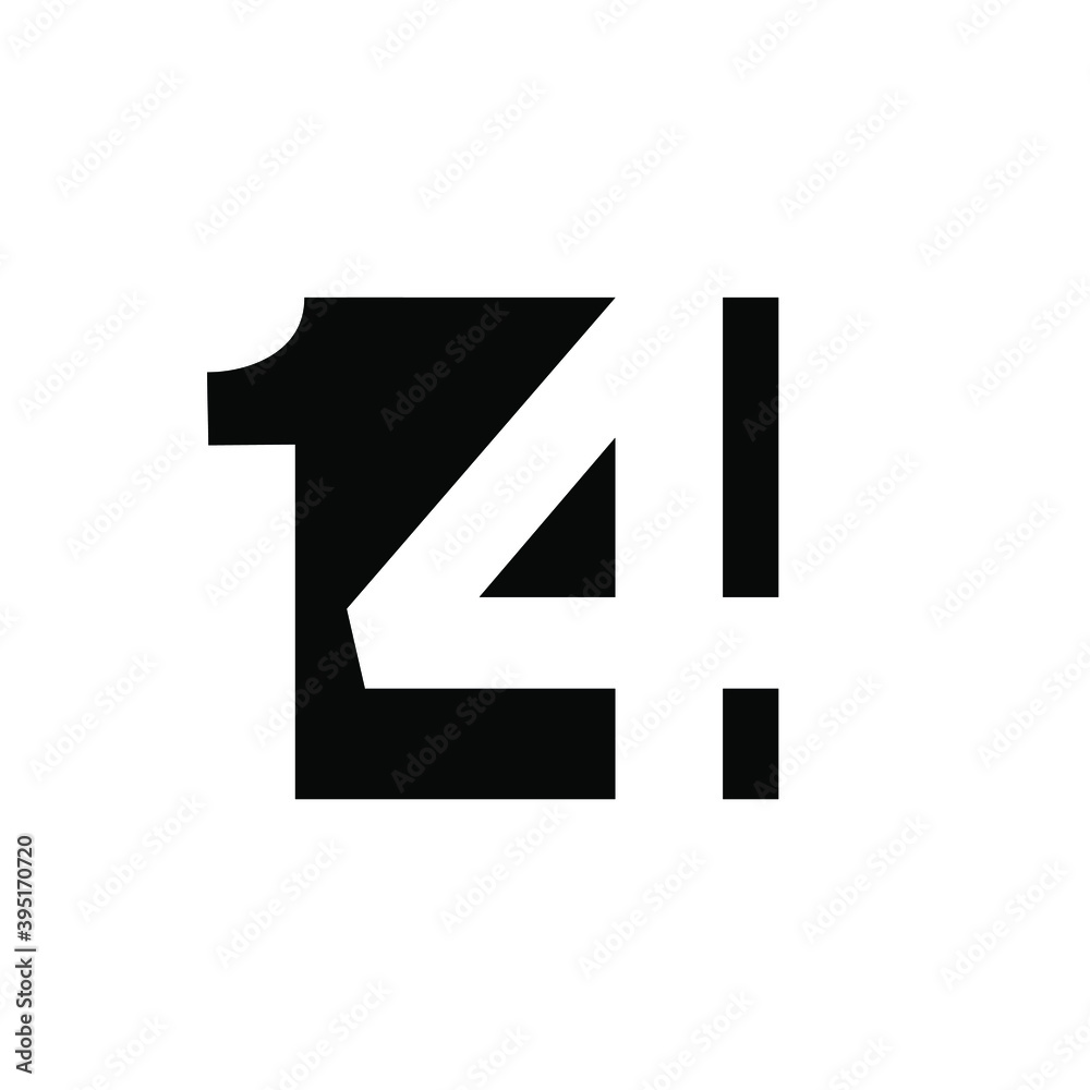 14 initial number negative space logo vector icon design isolated background 14 initial number negative space logo vector icon design isolated background