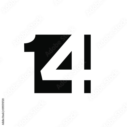 14 initial number negative space logo vector icon design isolated background