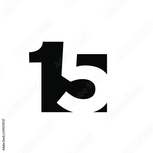 15 initial number negative space logo vector icon design isolated background