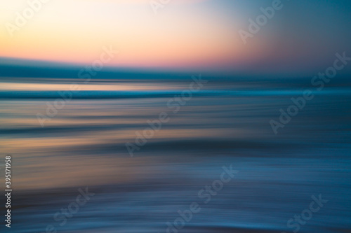 Before sunrise abstract seascape background in soft blur light pink  yellow  blue  and cyan colors