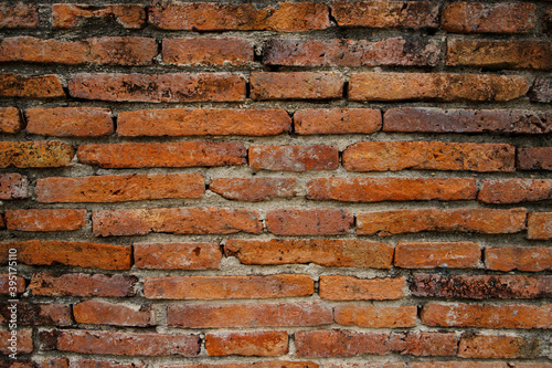 The brick wall of the red color  wide panorama of masonry. Old brick wall. Horizontal wide brick wall background. Vintage house facade.Exterior brick wall texture background.