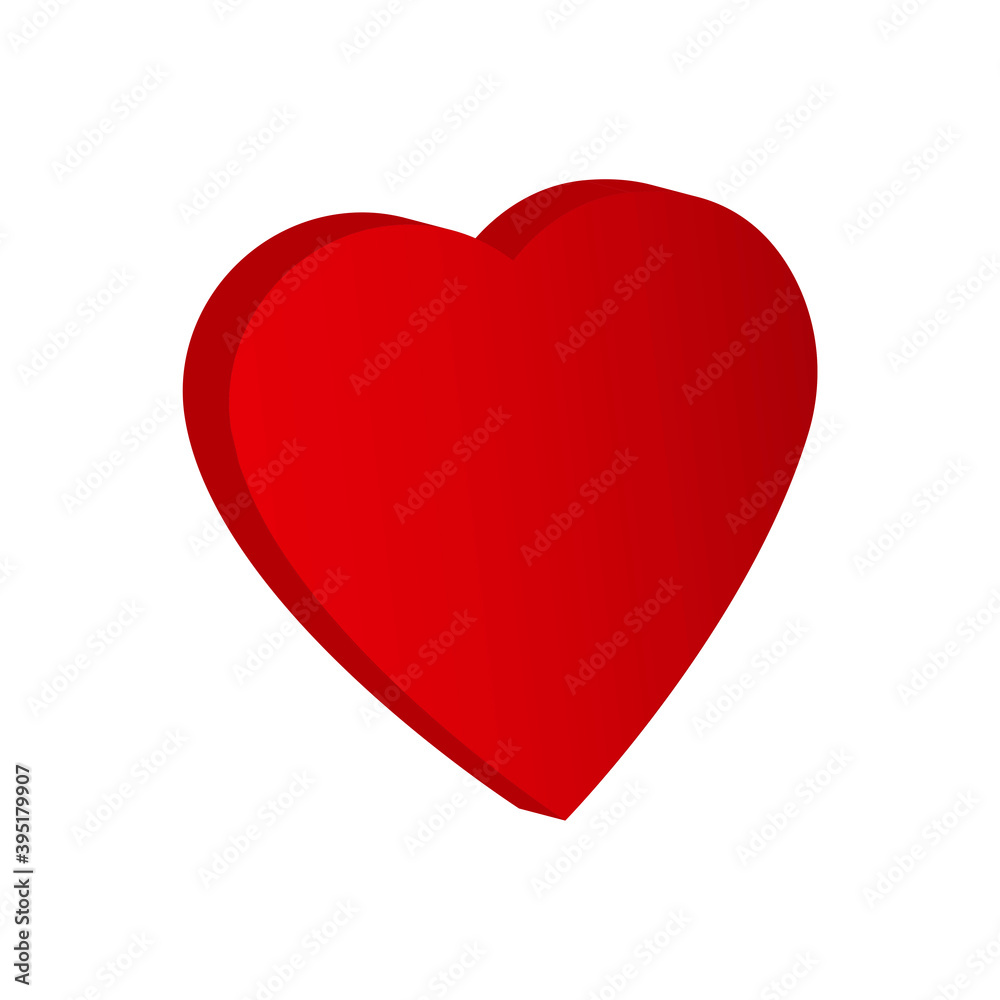 Red 3d heart on a white background. The symbol of love and celebration. Valentine's Day. Stock image. EPS 10.