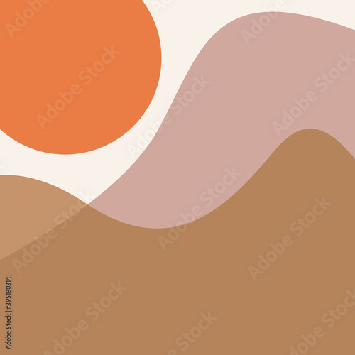 Abstract aesthetic backgrounds landscapes. Earth tones, pastel colors. Boho wall decor. Mid century modern minimalist.