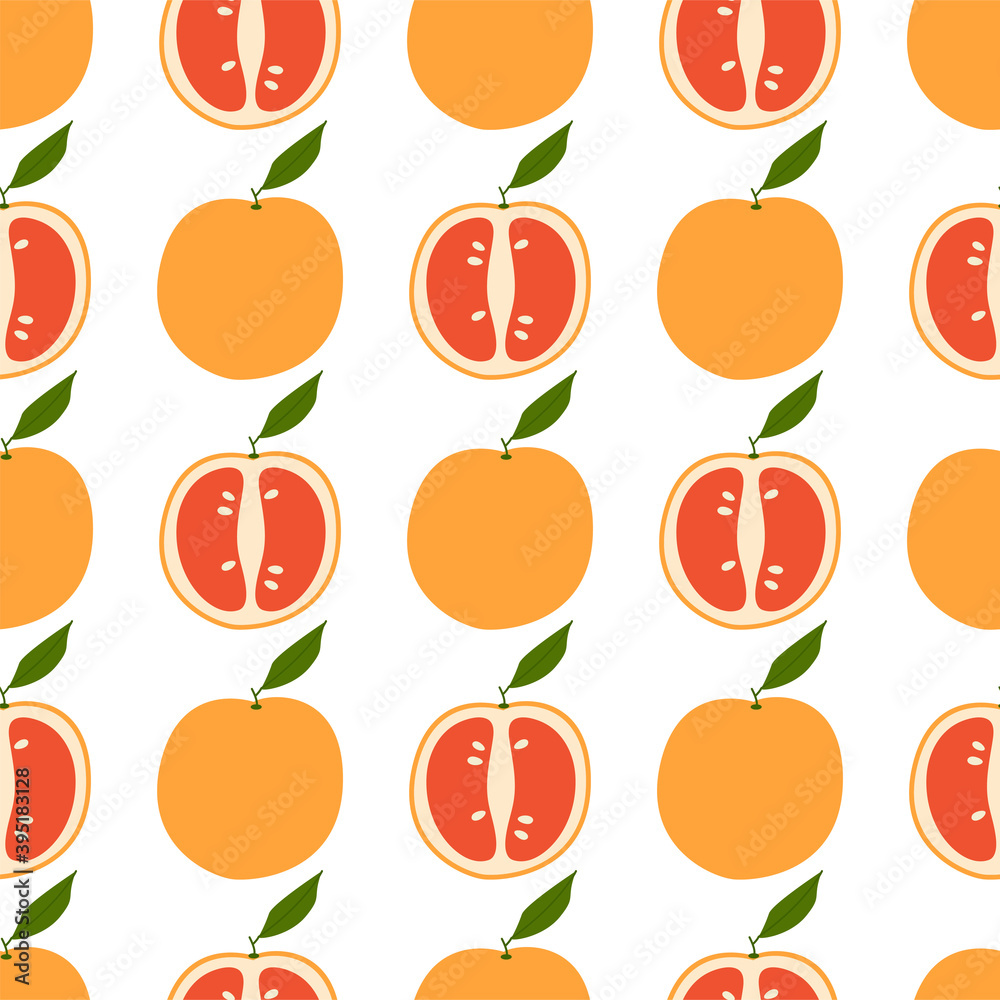 Fresh Grapefruit. Seamless Vector Pattern