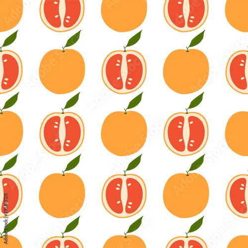 Fresh Grapefruit. Seamless Vector Pattern