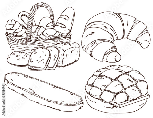 Bread collection, croissant, garlic bread, pineapple bun