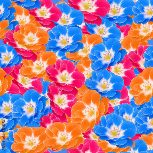 Rose flower. Illustration, texture of flowers. Seamless pattern for continuous replication. Floral background, photo collage for textile, cotton fabric. For use in wallpaper, covers. © svrid79