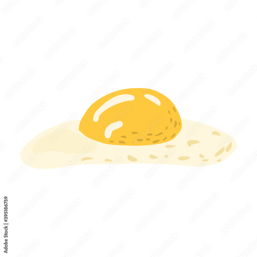 Convex fried egg isolated on white background. Healthy meal in doodle. Convex fried egg isolated on white background. Healthy meal in doodle.