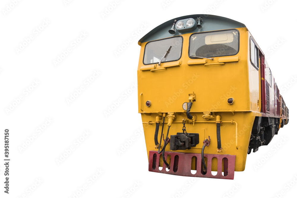 head train hauled diesel electric locomotive with isolated white background copy space head train hauled diesel electric locomotive with isolated white background copy space