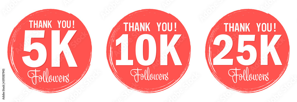 Set of Followers thank you banners design template, graphic icons for social media, vector illustration. Set of Followers thank you banners design template, graphic icons for social media, vector illustration.