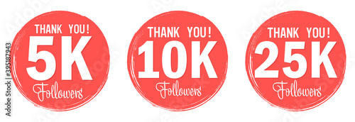 Set of Followers thank you banners design template, graphic icons for social media, vector illustration.