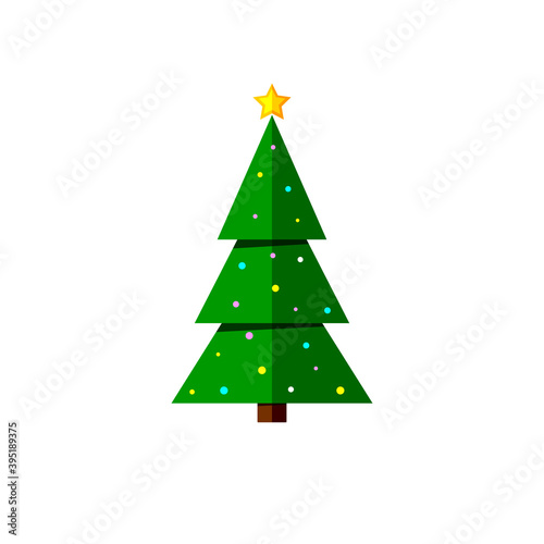Christmas tree icon, isolated Xmas fir symbol, graphic design template, vector illustration